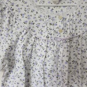 Pure Luxury Womens Nightgown Small Purple Floral Lace Detail Cotton Cap Sleeve